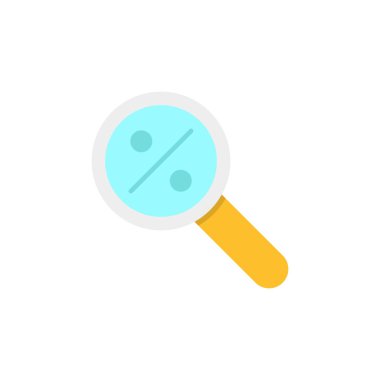 En iyi teklif arama veya büyüteç ve yüzde vektör simgesi beyaz arkaplanda izole