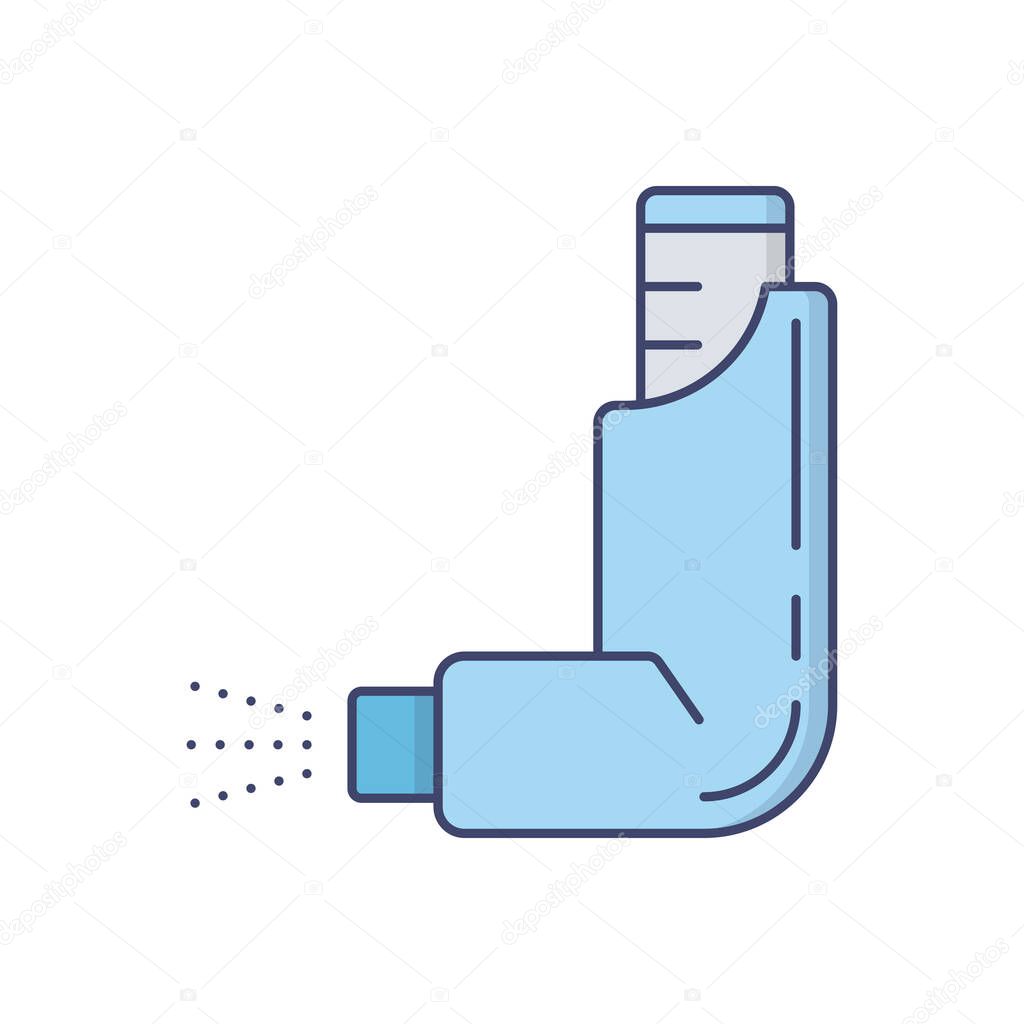 Asthma inhaler vector icon symbol isolated on white background