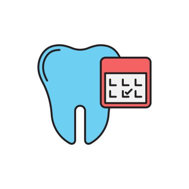 Beyaz arkaplanda izole edilmiş diş vektörü simgesi takvimi