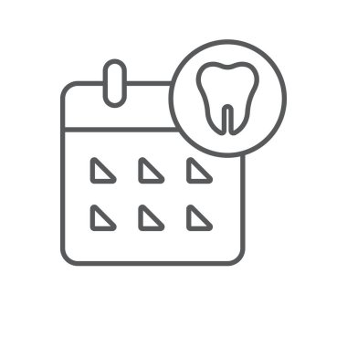 Beyaz arkaplanda izole edilmiş diş vektörü simgesi takvimi