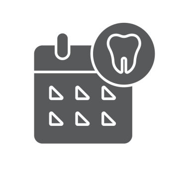 Beyaz arkaplanda izole edilmiş diş vektörü simgesi takvimi