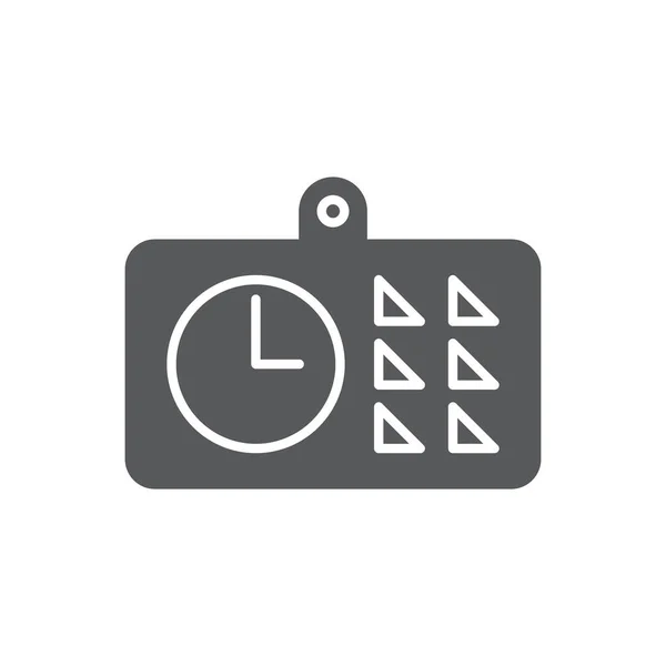 Kalender Met Klok Vector Symbool Geïsoleerd Witte Achtergrond — Stockvector