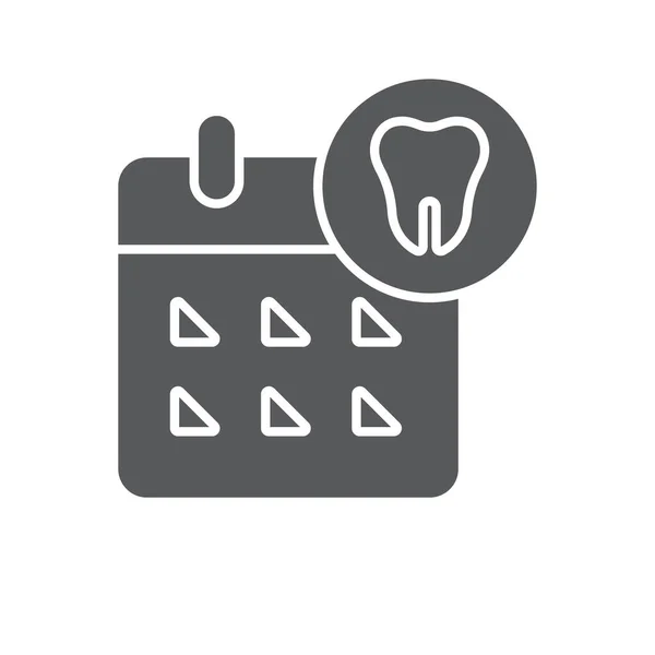 Calendrier Avec Symbole Icône Vectoriel Dentaire Isolé Sur Fond Blanc — Image vectorielle