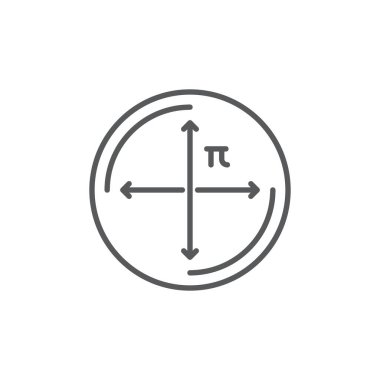 Çember çapı vektör simgesi eğitimi beyaz arkaplan üzerinde izole