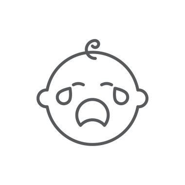 Ağlayan bebek vektör simgesi beyaz arkaplanda izole