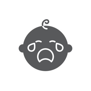 Ağlayan bebek vektör simgesi beyaz arkaplanda izole