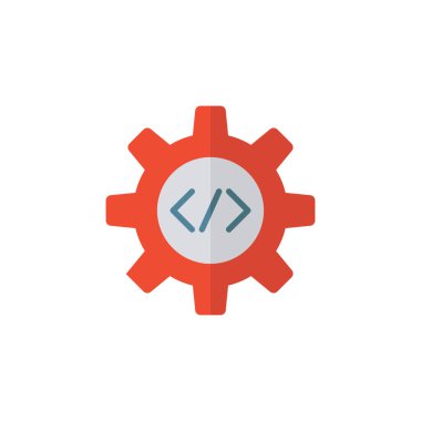 Beyaz arkaplanda izole edilmiş özel kodlama simgesi programlama vektör simgesi