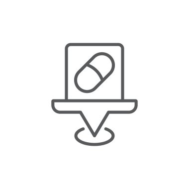 Eczane konumu pin vektör simgesi beyaz arkaplanda izole