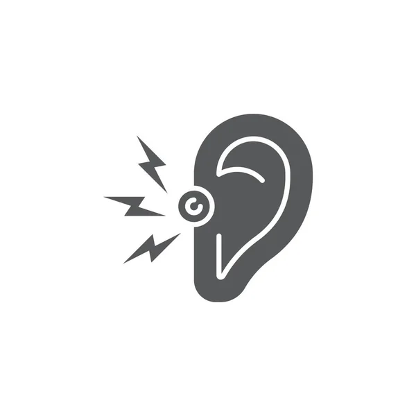 Ear Pain Vector Icon Symbol Medical Isolated White Background — Stock Vector