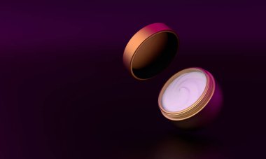 Masada bir kavanoz yüz kremi var. Cilt bakımı. 3d oluşturma.