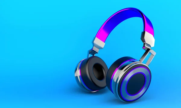 Red Headphones Lie Pink Background Music Rendering — Stock Photo, Image