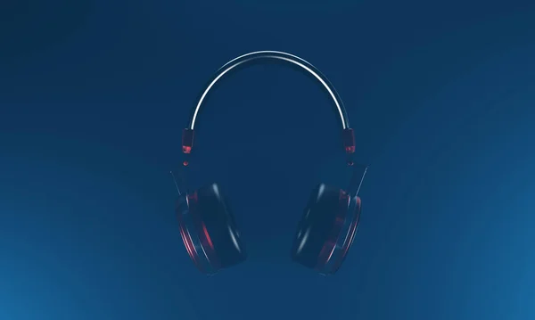 背景明亮的耳机 3D渲染 — 图库照片