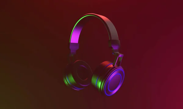 Headphones Bright Background Music Rendering — 스톡 사진