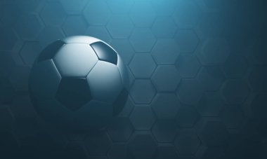 Parlak arka planda futbol topu. Spor geçmişi. Futbol mu? 3d oluşturma.