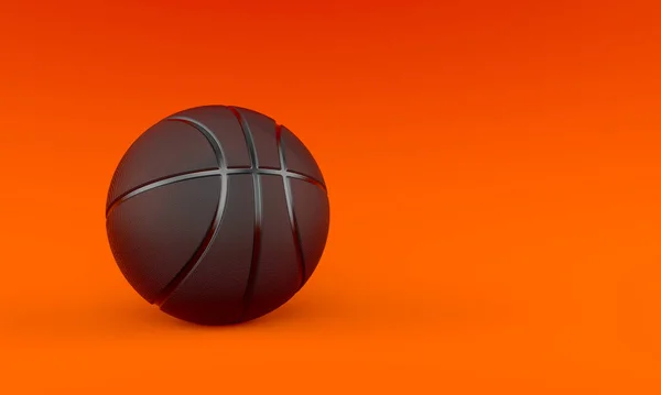 Balón Baloncesto Sobre Fondo Naranja Deporte Renderizado — Foto de Stock