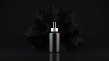 Siyah arka planda yüz serumu. Kozmetik. 3d oluşturma.