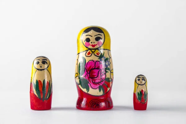 Three Russian Dolls White Background — Stock Photo, Image