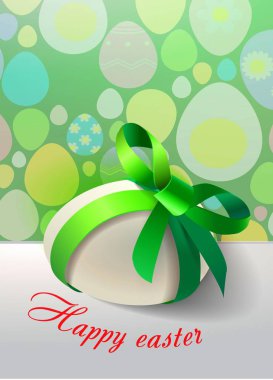 WebEaster egg with green bow. Vector illustration
