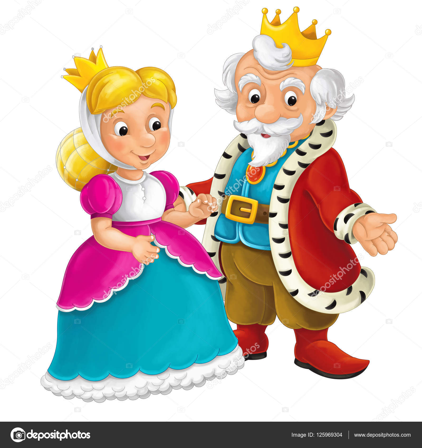 Cartoon isolated scene with king and queen - illustration for children  Stock Photo by ©agaes8080 125969304