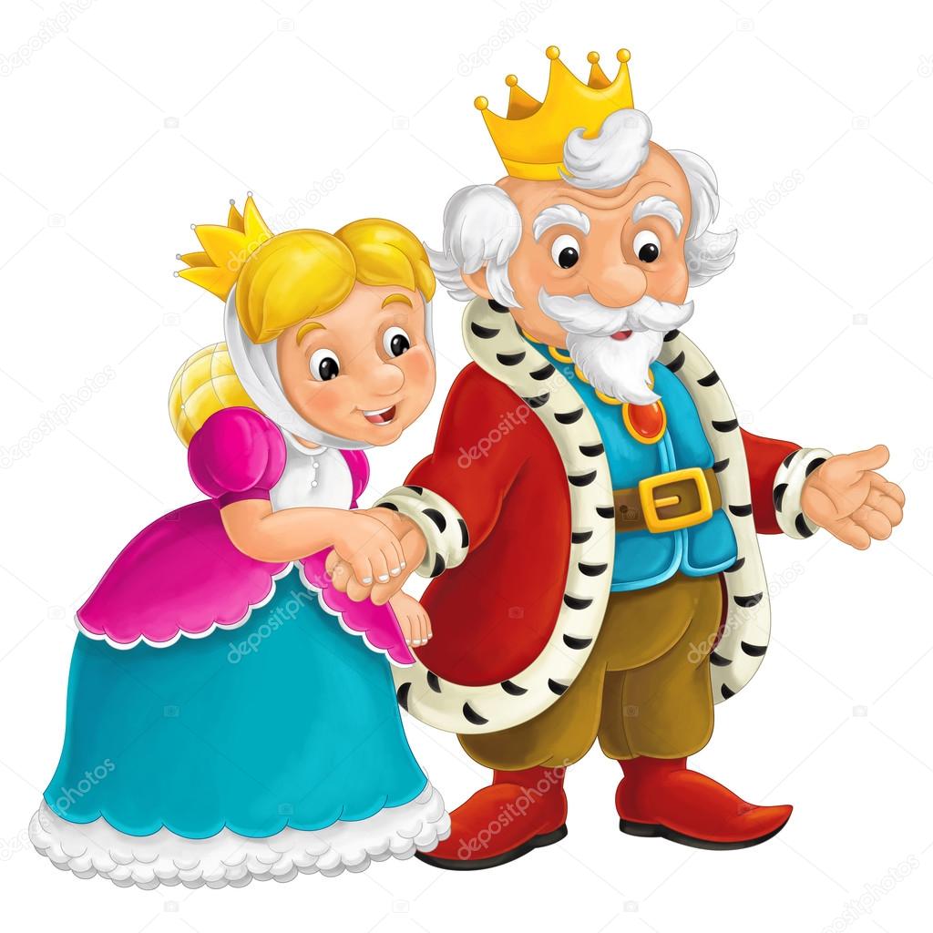 Cartoon isolated scene with king and queen - illustration for children