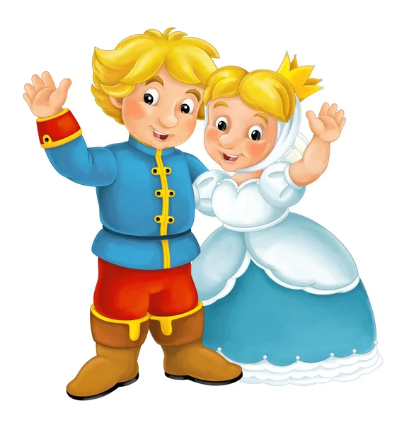 Cartoon isolated scene with king and queen - illustration for children — Stock Photo, Image