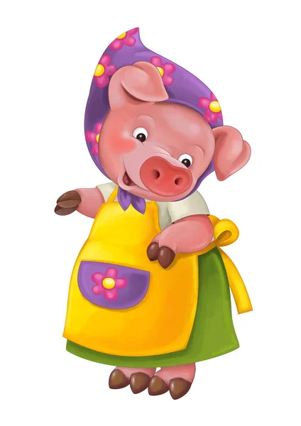 Desenhos animados jovens feliz e engraçado mãe porco — Fotografia de Stock