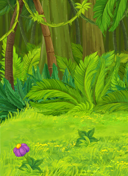 Мультфильм о природе в джунглях - иллюстрация для детей
