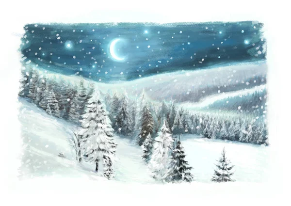 Boże Narodzenie zimowe szczęśliwa scena - ilustracja dla dzieci — Zdjęcie stockowe