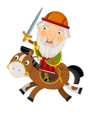 Karikatür mutlu ve komik şövalye ve Kral