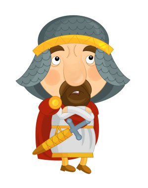 Karikatür mutlu ve komik şövalye ve Kral