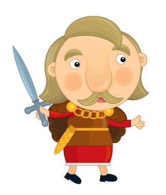 Karikatür mutlu ve komik şövalye ve Kral 