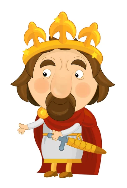 Cartoon šťastný a vtipné rytíř nebo král — Stock fotografie