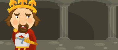 Karikatür mutlu ve komik şövalye ve Kral