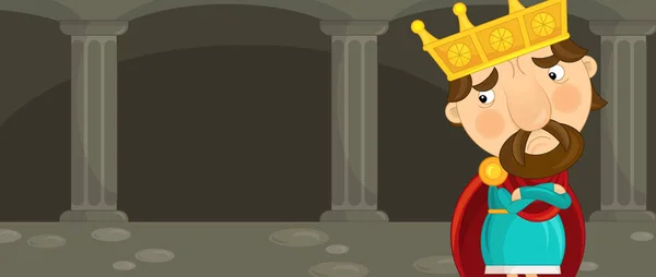 Cartoon šťastný a vtipné rytíř nebo král — Stock fotografie