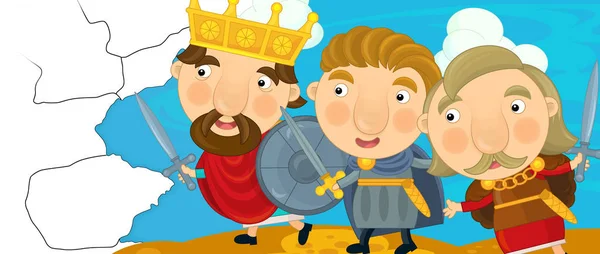 Scéna s králem a jeho bojovníci — Stock fotografie