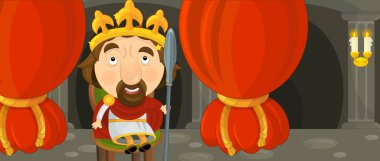 Karikatür mutlu ve komik şövalye ve Kral