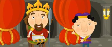 Karikatür mutlu ve komik şövalye ve Kral 