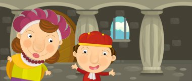 Karikatür mutlu ve komik kadın