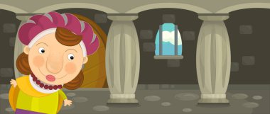 Karikatür mutlu ve komik kadın