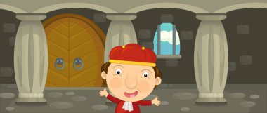 Karikatür mutlu ve komik geleneksel sahne 