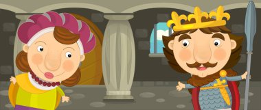 Karikatür mutlu ve komik şövalye ve Kral 