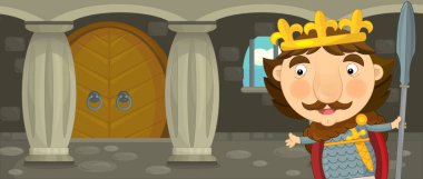 Karikatür mutlu ve komik şövalye ve Kral