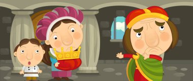 Karikatür mutlu ve komik şövalye ve Kral