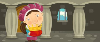 Karikatür mutlu ve komik kadın