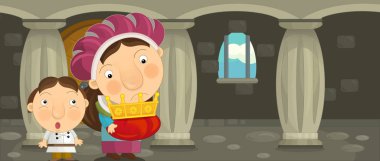 Karikatür mutlu ve komik kadın 