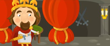 Karikatür mutlu ve komik şövalye ve Kral 