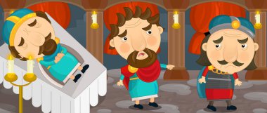 ATI veya yatarken Kral ile çizgi film sahne