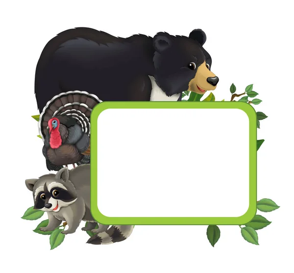 Cartoon frame met verschillende dieren — Stockfoto