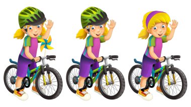 Bir bisiklet - çocuklar için illüstrasyon izole - gurl çizgi film