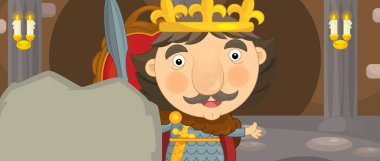 Karikatür mutlu ve komik şövalye ve Kral